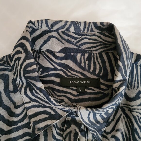 Tunic Button Down Shirt Blouse Jacket Beach Coverup Resort Stripped Gray Medium - Picture 4 of 17